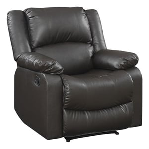 Hawthorne Collections Transitional Faux Leather Recliner in Java Espresso