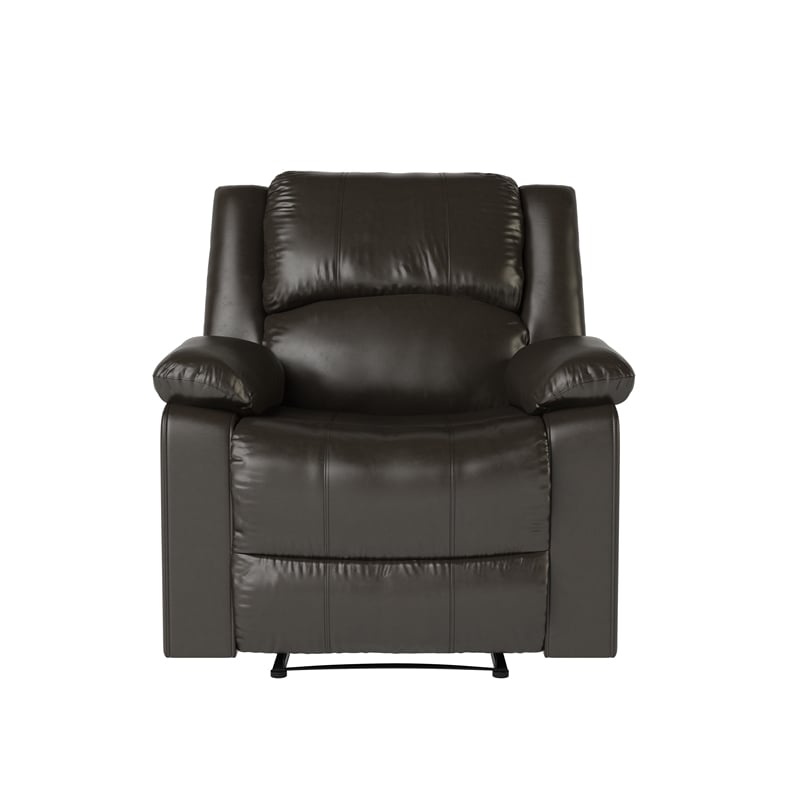 Hawthorne Collections Transitional Faux Leather Recliner in Java Espresso
