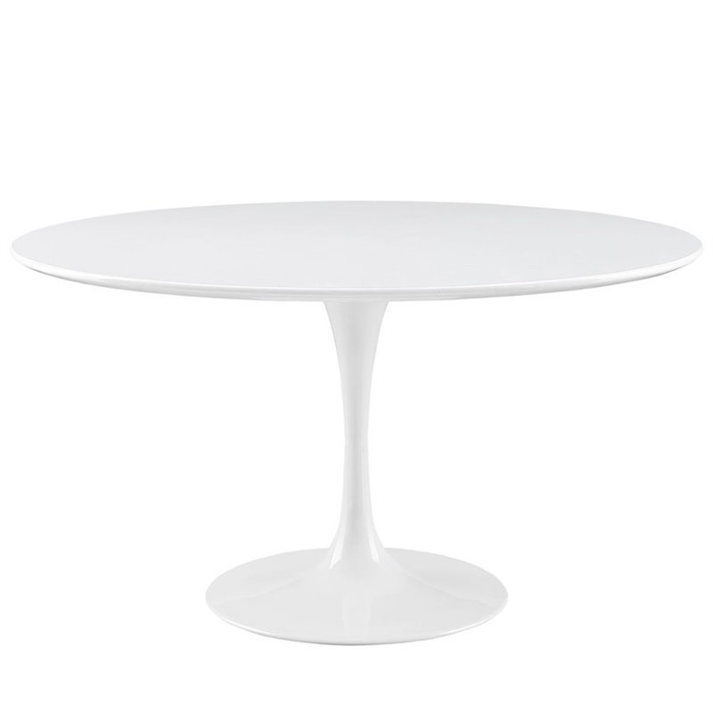 Hawthorne Collections Wood White Dining Table Round Chip Resistant 54