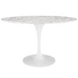 Hawthorne Collections Faux Marble White Dining Table Oval Scratch Resistant 54