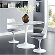 Hawthorne Collections Faux Marble White Dining Table Oval Scratch Resistant 54