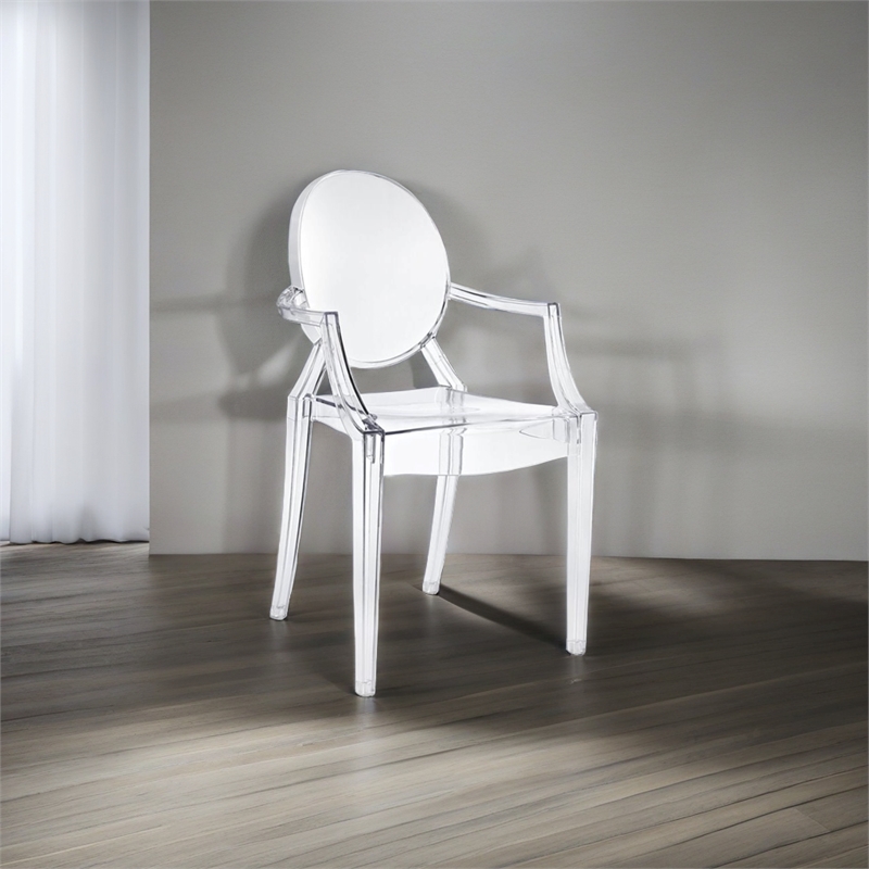 Hawthorne Collections Polycarbonate Clear Dining Arm Chair Stackable 36