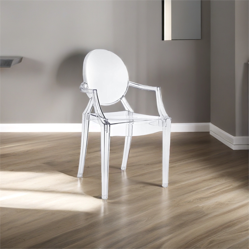 Hawthorne Collections Polycarbonate Clear Dining Arm Chair Stackable 36