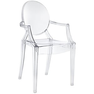 Hawthorne Collections Polycarbonate Clear Dining Arm Chair Stackable 36&quot Assembled