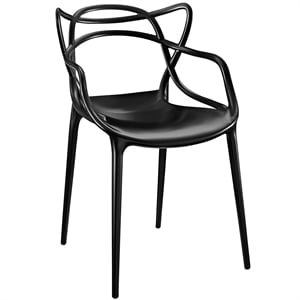 Hawthorne Collections 18&quot Modern Plastic Dining Arm Chair in Black
