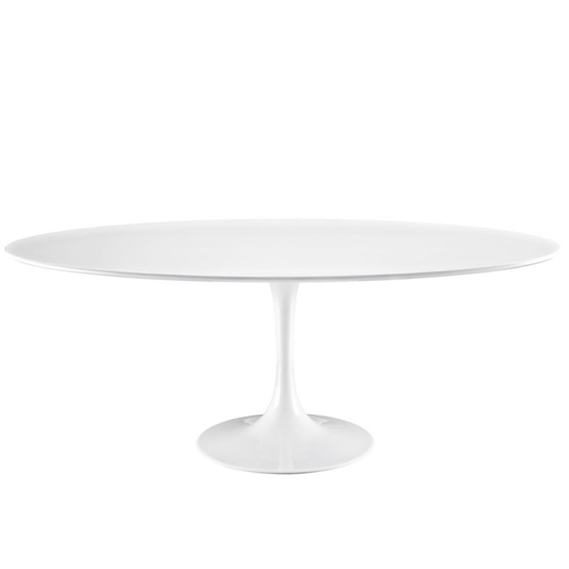 Hawthorne Collections Wood White Dining Table Oval 78.5