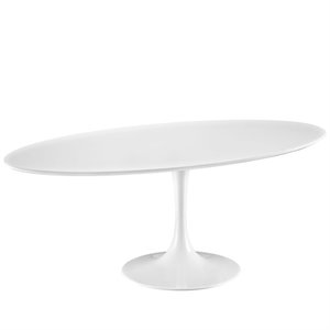Hawthorne Collections Wood White Dining Table Oval 78.5&quot