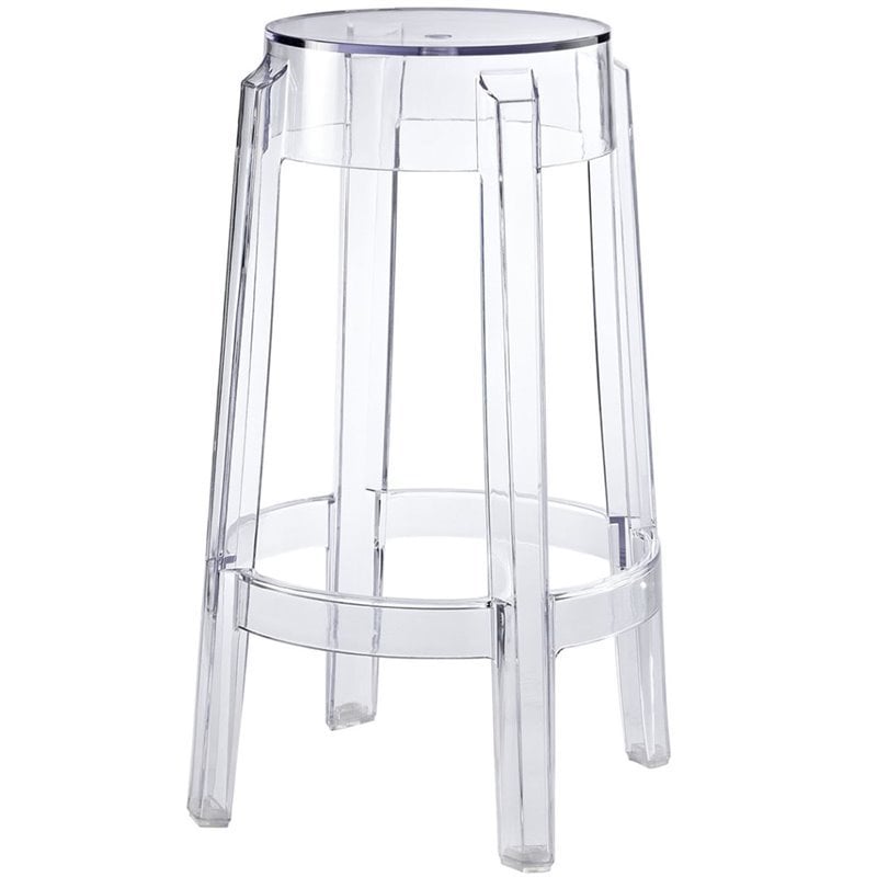 Hawthorne Collections Plastic Clear Counter Stool Square Fully Assembled 26.5