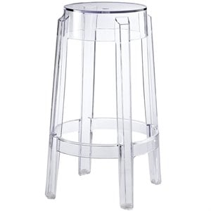 Hawthorne Collections Plastic Clear Counter Stool Square Fully Assembled 26.5&quotH