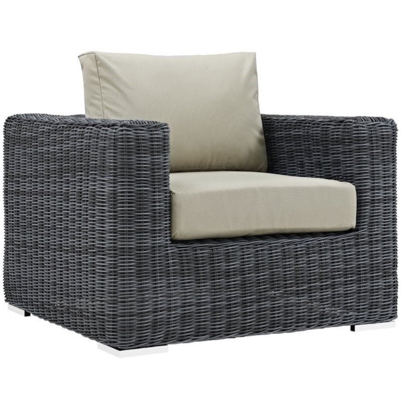 Hawthorne Collections Outdoor Armchair in Canvas Antique Beige