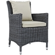 Hawthorne Collections Patio Dining Arm Chair in Antique Canvas Beige