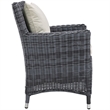 Hawthorne Collections Patio Dining Arm Chair in Antique Canvas Beige