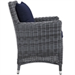 Hawthorne Collections Patio Dining Arm Chair in Canvas Navy