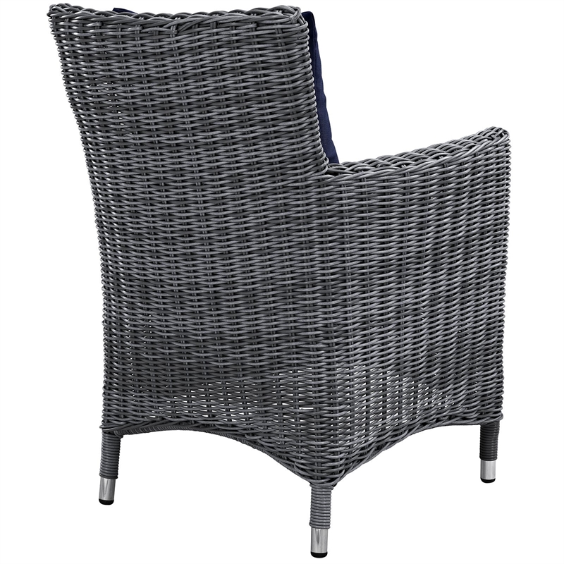 Hawthorne Collections Patio Dining Arm Chair in Canvas Navy