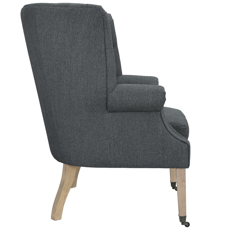 Hawthorne Collections Upholstered Accent Chair with Casters in Gray