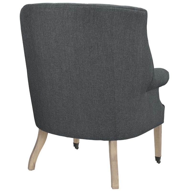 Hawthorne Collections Upholstered Accent Chair with Casters in Gray