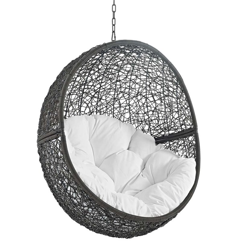 Hawthorne Collections Modern Metal Patio Swing Chair with Stand in Gray