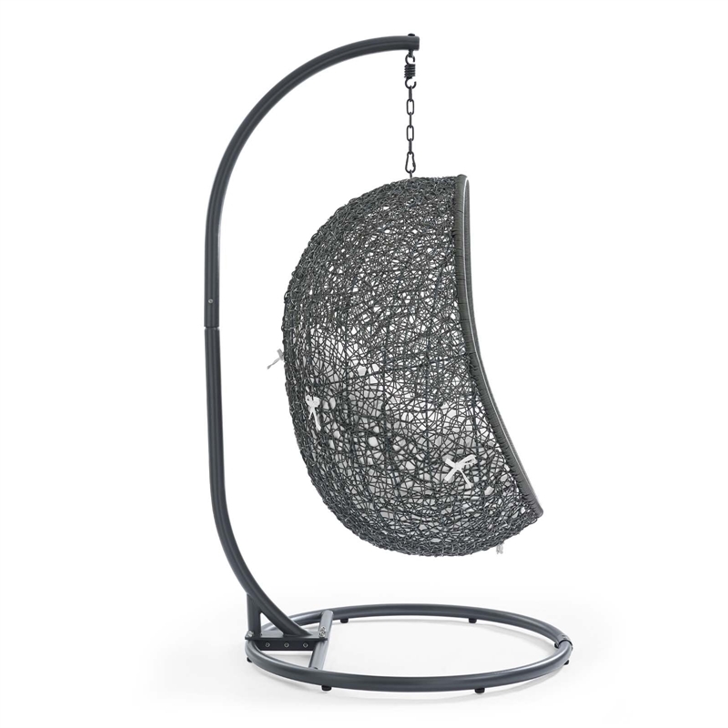 Hawthorne Collections Modern Metal Patio Swing Chair with Stand in Gray