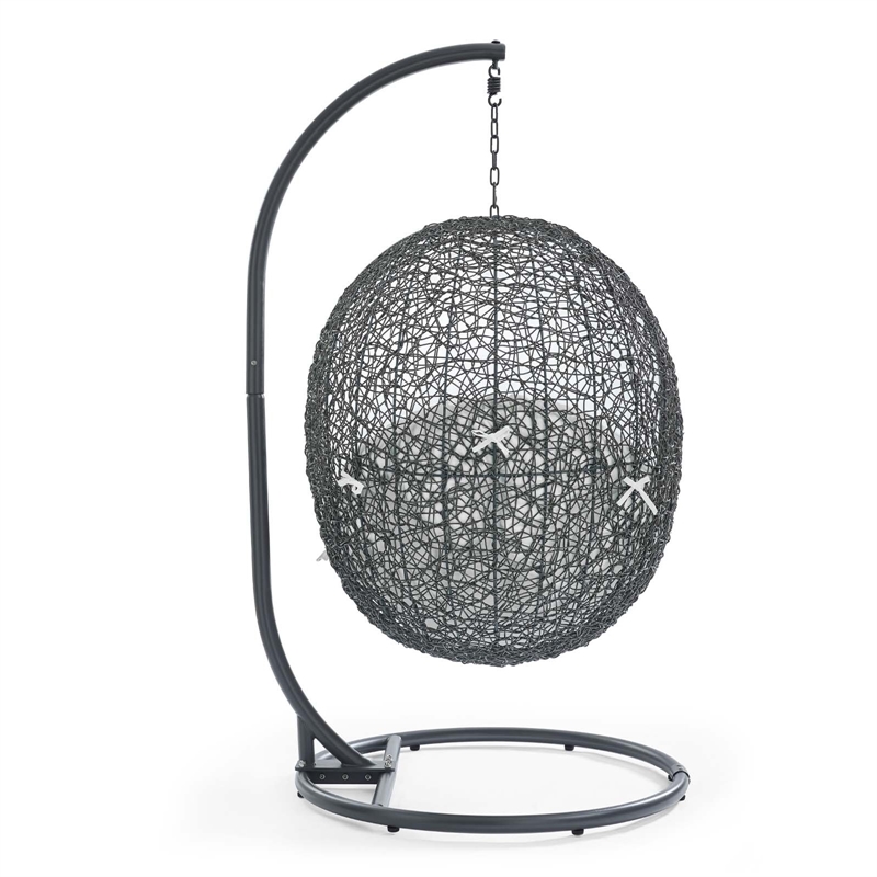 Hawthorne Collections Modern Metal Patio Swing Chair with Stand in Gray