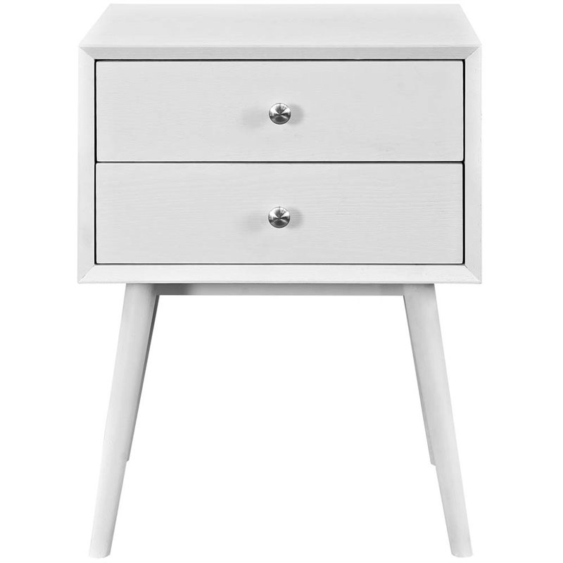 Hawthorne Collections 2 Drawers Modern Wood Nightstand in White