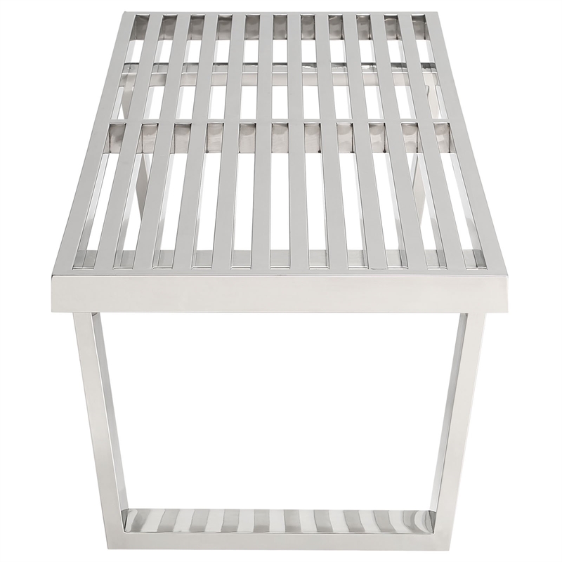 Hawthorne Collections Stainless Steel Silver Bench Rectangular Modern 14