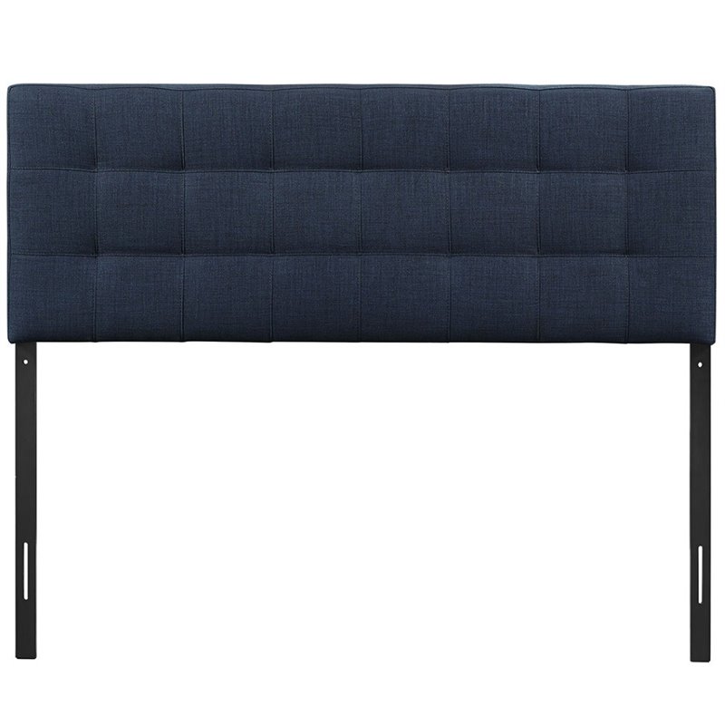 Hawthorne Collections Modern Fabric Queen Tufted Panel Headboard in Navy