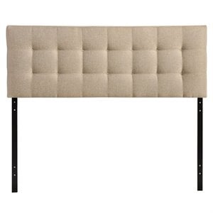 Hawthorne Collections Polyester Fabric Beige Panel Headboard Rectangular Tufted 78.5&quotW Assembled