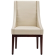 Hawthorne Collections Leather Slipper Swayback Arm Chair in Ivory