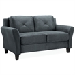 Hawthorne Collections Microfiber Dark Gray Loveseat Rectangular Premium Foam 56.3