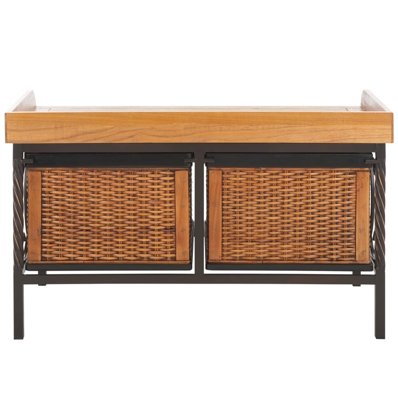 Hawthorne Collection Elm Wood Storage Bench in Pewter and Ash