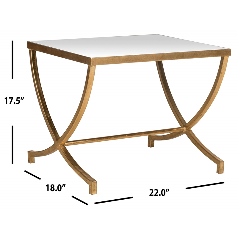Hawthorne Collection Iron and Mirror Accent Table in Gold