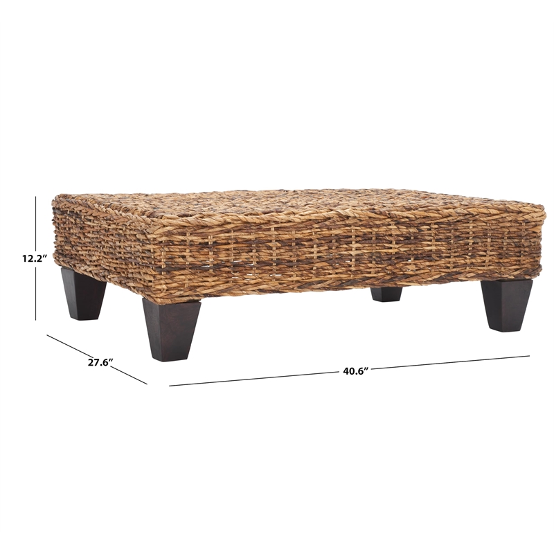 Hawthorne Collection Wicker and Wooden Bench in Natural