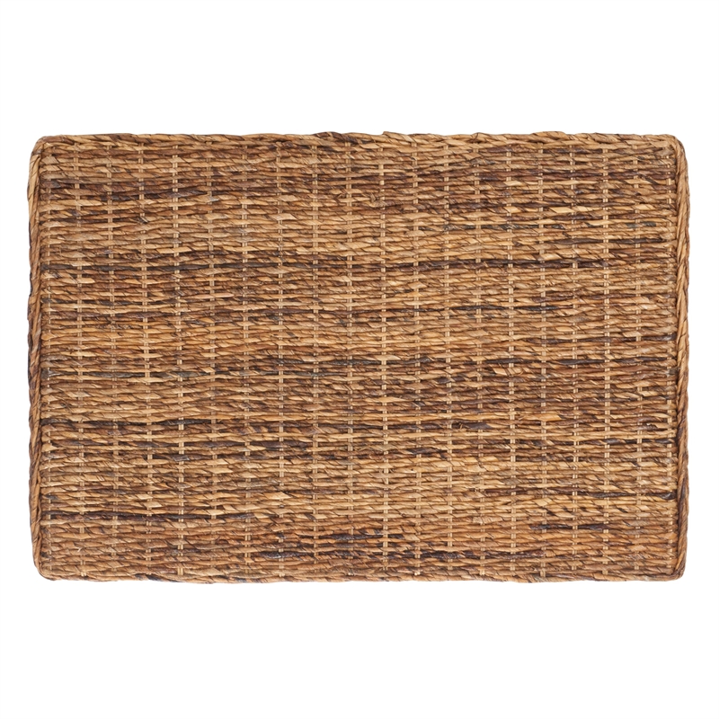 Hawthorne Collection Wicker and Wooden Bench in Natural