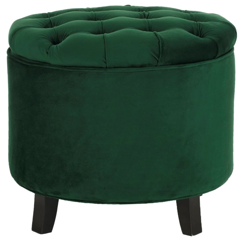 Hawthorne Collection Oak Tufted Storage Ottoman in Green