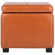 Hawthorne Collection Beech Wood Leather Storage Ottoman in Saddle
