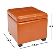 Hawthorne Collection Beech Wood Leather Storage Ottoman in Saddle