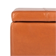 Hawthorne Collection Beech Wood Leather Storage Ottoman in Saddle