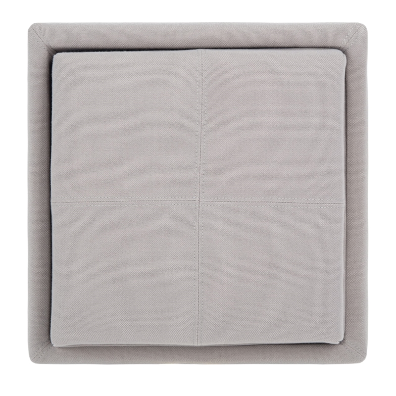 Hawthorne Collection Birch Wood Linen Tray Ottoman in Grey