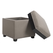 Hawthorne Collection Birch Wood Linen Tray Ottoman in Grey