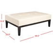 Hawthorne Collection Beech Wood Leather Cocktail Ottoman in White