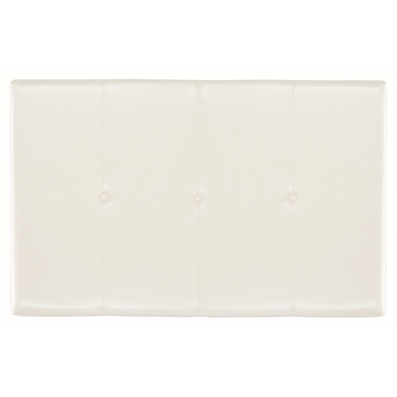 Hawthorne Collection Beech Wood Leather Cocktail Ottoman in White