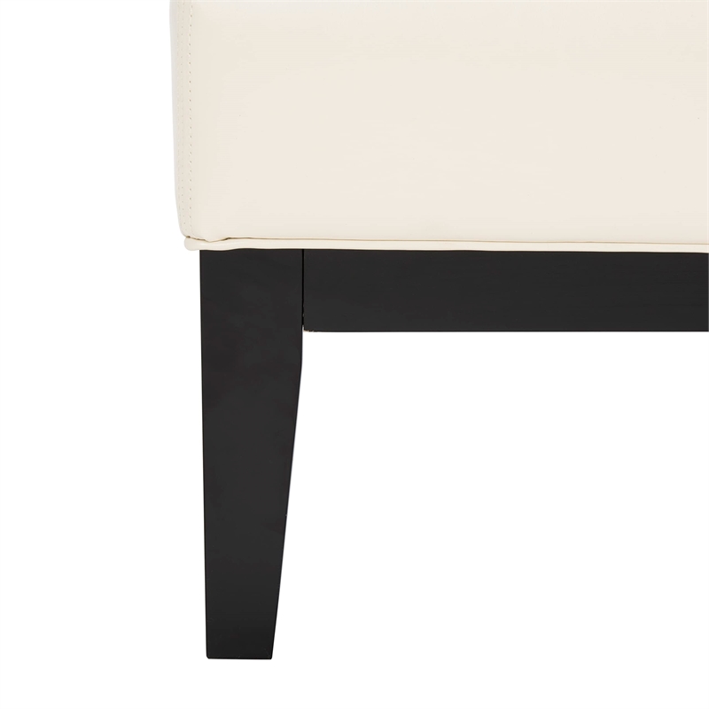 Hawthorne Collection Beech Wood Leather Cocktail Ottoman in White