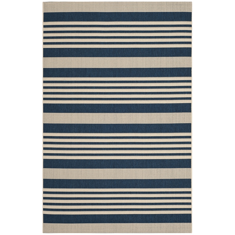 Hawthorne Collection Medium Rectangle Rug in Navy and Beige