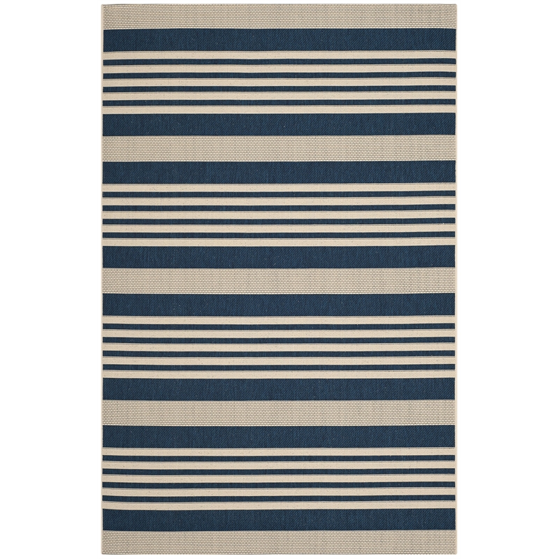 Hawthorne Collection Medium Rectangle Rug in Navy and Beige
