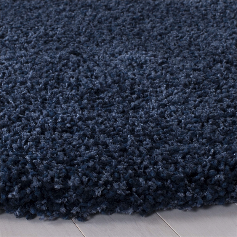Hawthorne Collection Navy Shag Rug - Round 4'