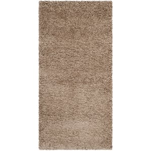 Hawthorne Collection Dark Beige Shag Rug - Runner 2' x 4'