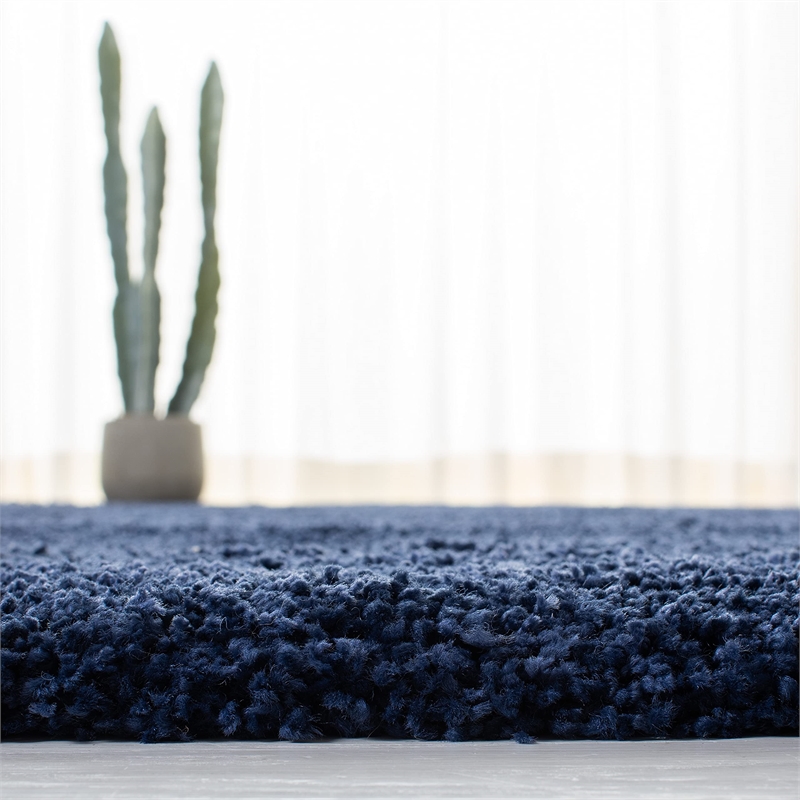 Hawthorne Collection Navy Shag Rug - 5'1