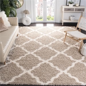 Hawthorne Collection Beige Shag Rug - 8' x 10'