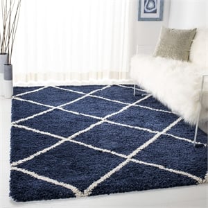 Hawthorne Collection Navy Shag Rug - 8' x 10'