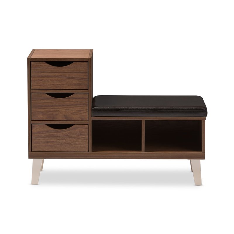 Hawthorne Collection Storage Shoe Storage Bench in Walnut